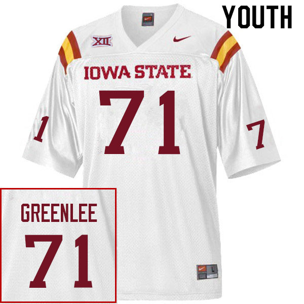 Youth #71 Gabe Greenlee Iowa State Cyclones College Football Jerseys Sale-White
